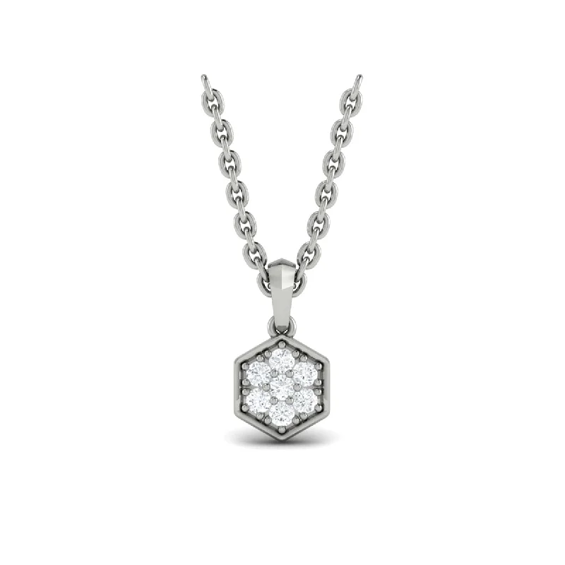 Necklaces For Mild Looks-Diamond Cluster Honeycomb Pendant Necklace