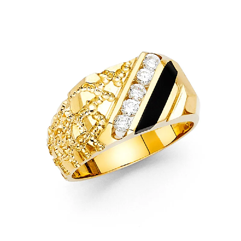 Rings For Soggy Seasons-14K Solid Gold 11MM Black Onyx Ring