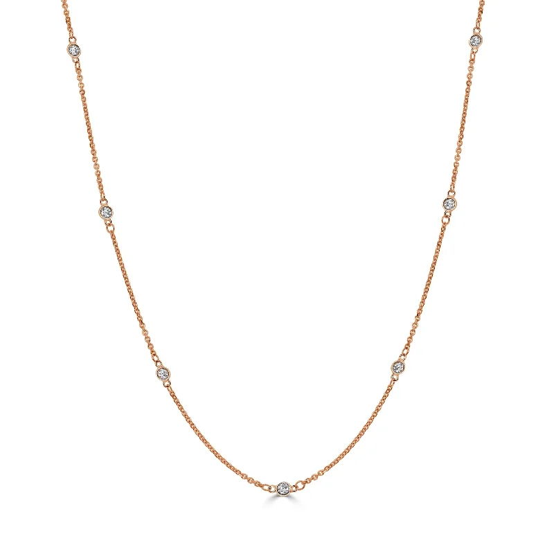 Necklaces With Nickel Flair-14k Gold & Diamond Station Necklace