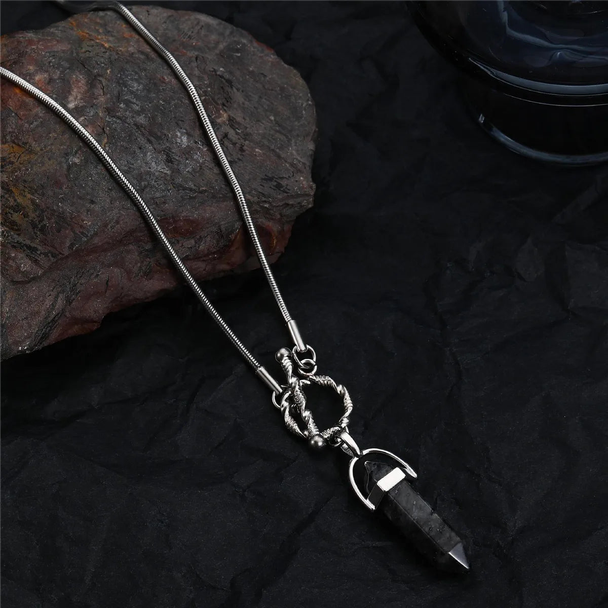 Necklaces For Soft Spark-Hip-Hop Solid Color Titanium Steel Polishing Chain Men'S Pendant Necklace