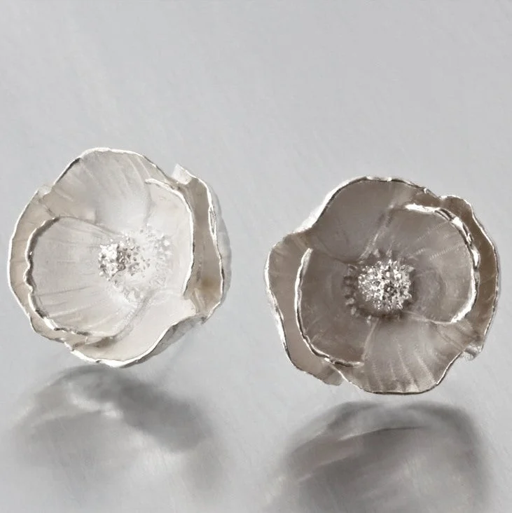 Earrings For Trek Looks-Large Poppy Sterling Silver Post Earrings