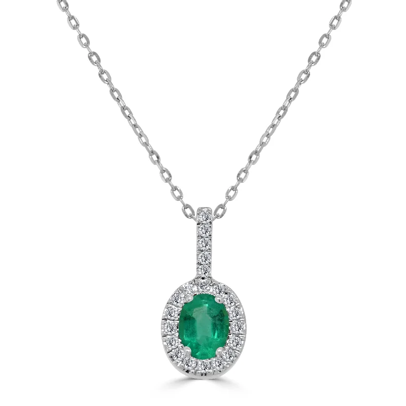 Necklaces For Lounge Glow-14K Gold, Emerald & Diamond Pendant