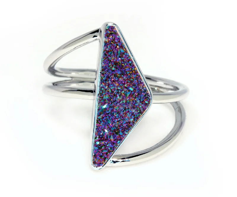 Rings Thrift Jackpots-Double Twist Purple Rainbow Druzy Ring