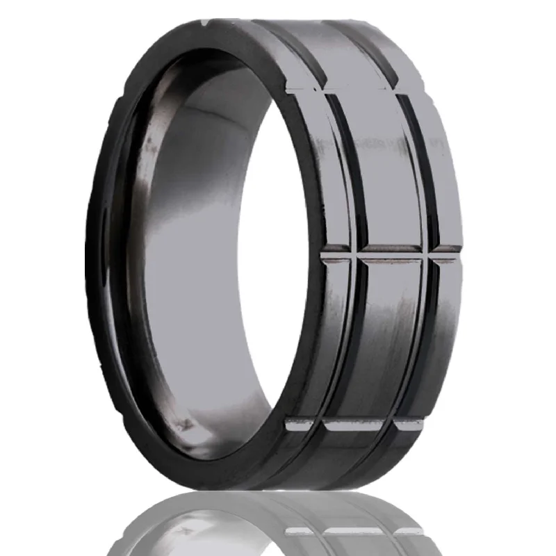 Best Packed Rings-Flat Zirconium Ring with a Milled Pattern