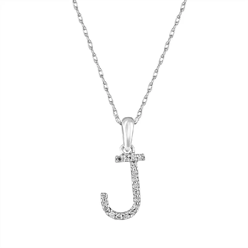 Necklaces Stay Rating-14k Gold & Diamond Initial Necklace- J