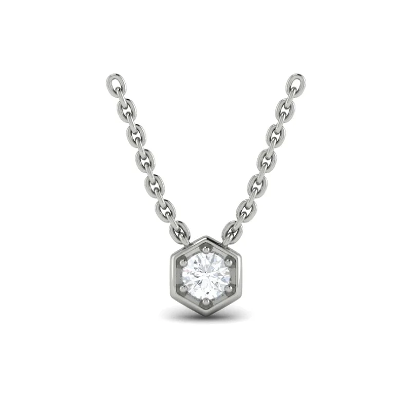 Necklaces For School Teens-Single Diamond Honeycomb Pendant Necklace