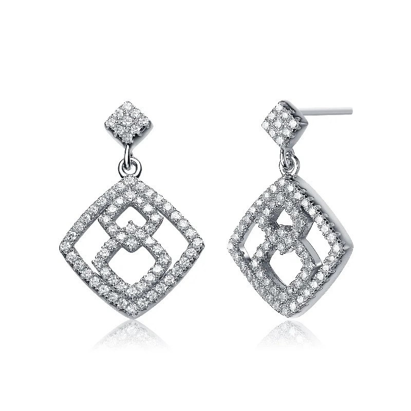 Earrings Maker Insights-Déco Triple Square Halo Earrings