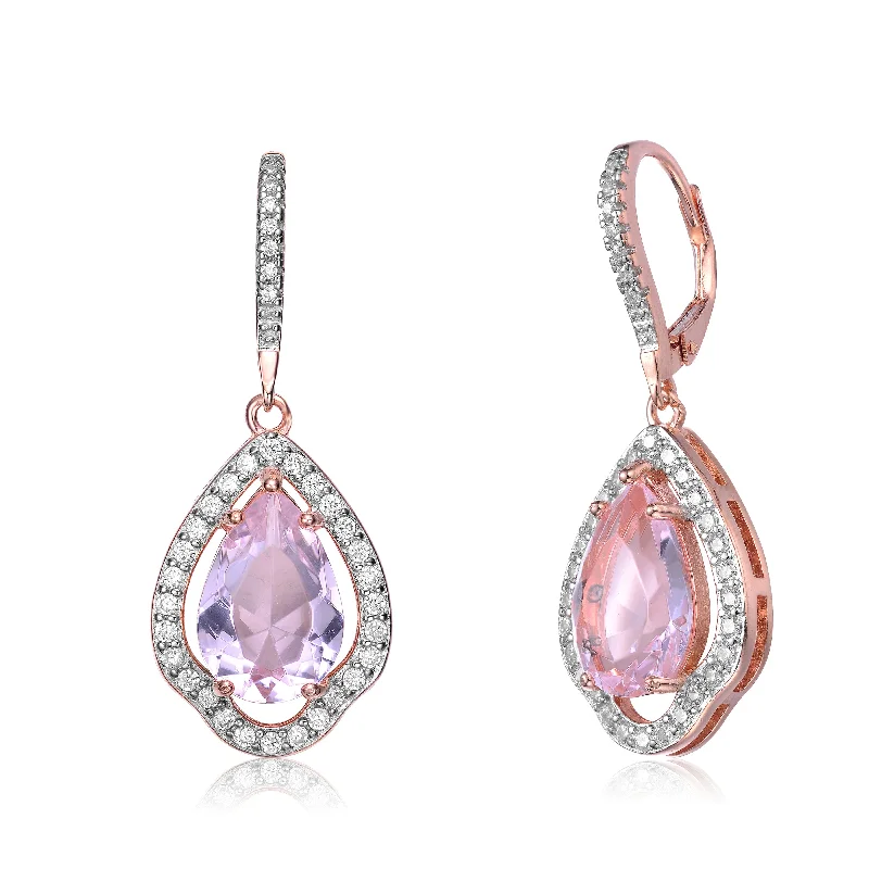 Earrings For Thin Lobes-Yvonne Light Purple Cubic Zirconia Drop Earrings