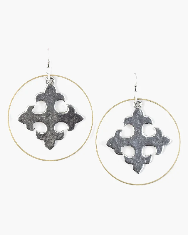 Earrings For Field Glow-Maltese Cross Hoop Earring (ER340)