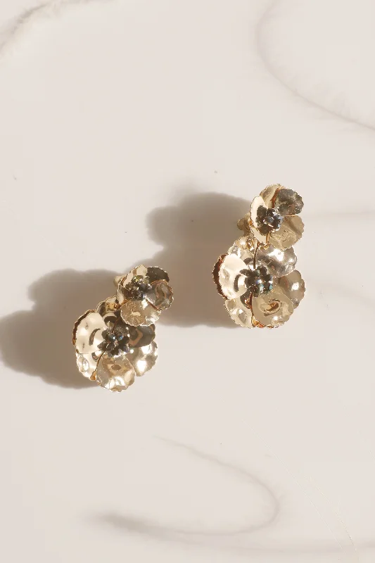 Earrings For Lazy Nights-Poppy Front Back Earrings - Gold