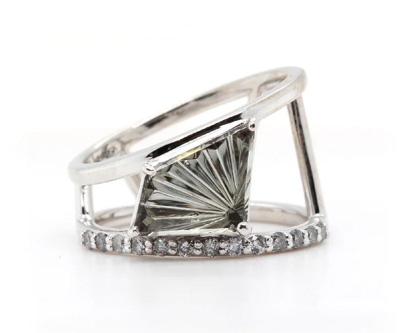 Rings For Skyline Flair-Fancy Gray Tourmaline Diamond Modern Angular Ring