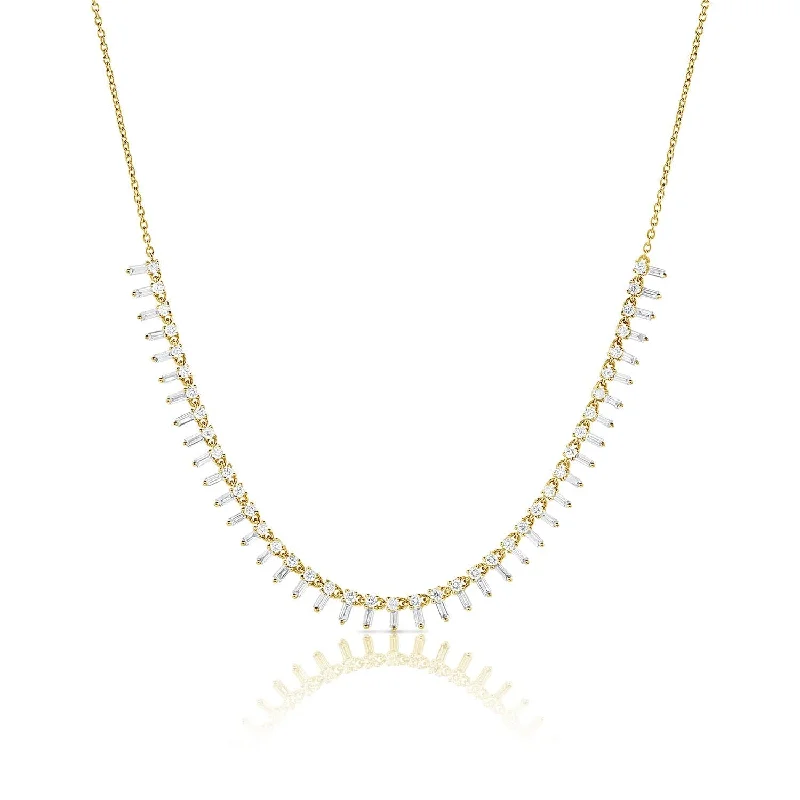 Necklaces For Big Days-14k Gold & Diamond Baguette Choker Necklace