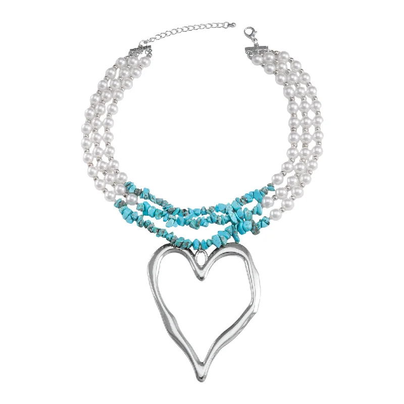 Turquoise -Silver Heart