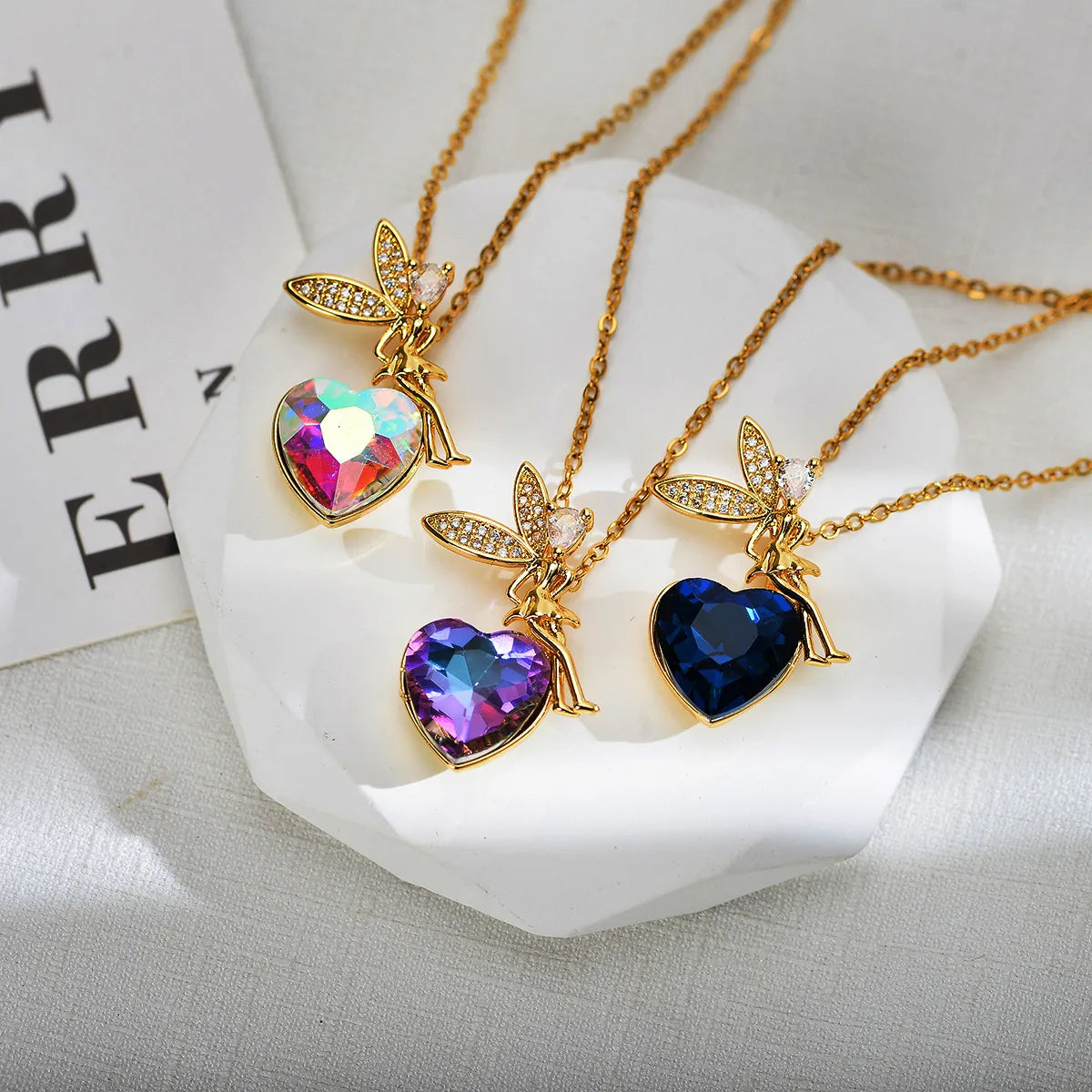 Necklaces For Small Frames-Fairy Style Cartoon Character Heart Shape Titanium Steel Copper Inlay Zircon Pendant Necklace