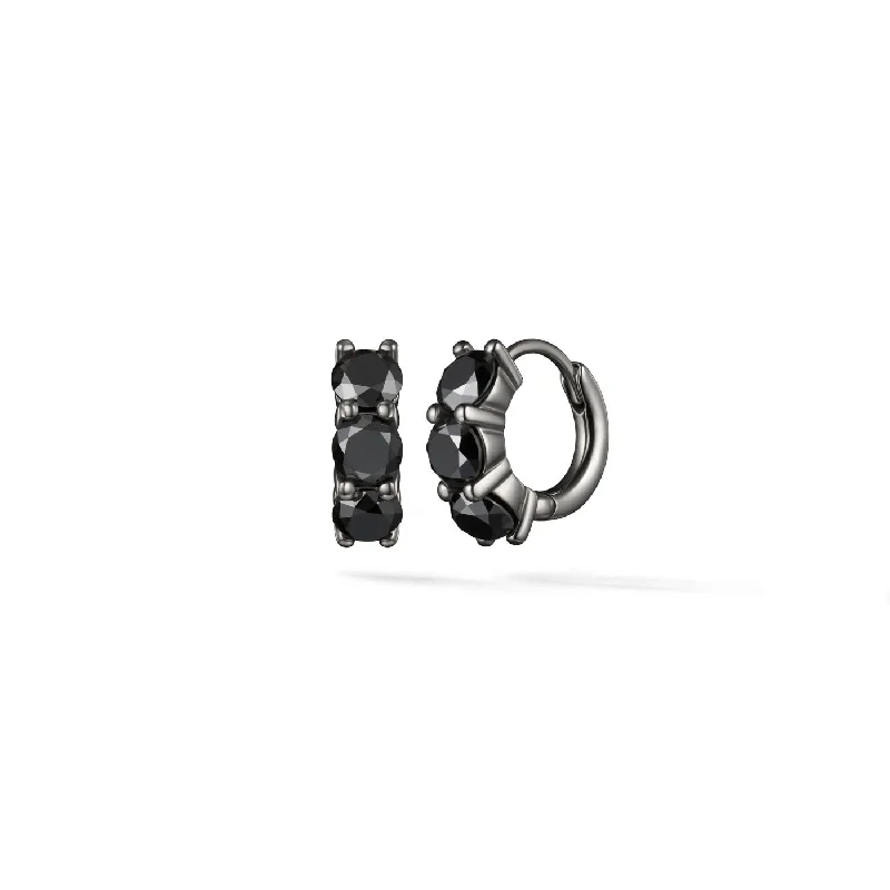 Earrings Slash Deals-SADIE HUGGIE HOOP (4mm, Black Diamond)