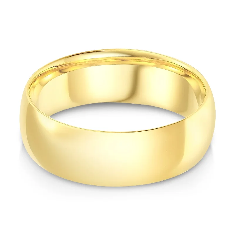 Lasting Gleam Rings-14k Solid Gold 7mm Plain Standard Classic Fit Traditional Wedding Band Ring