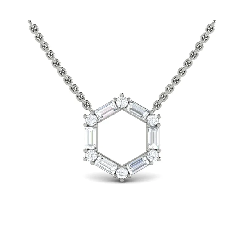 Necklaces For Later Grace-Diamond Baguette Open Honeycomb Pendant Necklace