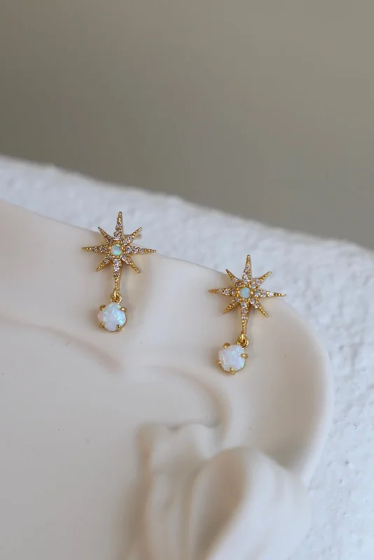 Still Earrings For Work-CELESTIAL OPAL STUD EARRINGS