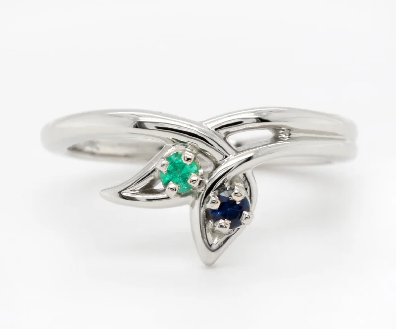 Best Calm Rings-Leaf Mothers Birthstone Family Silver Ring