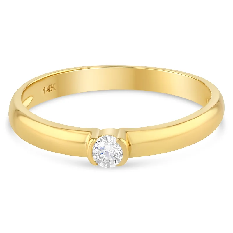 Rings For Bronze Skin-14K Gold  0.1 Ct. Round Cut Solitaire CZ Wedding Engagement Ring