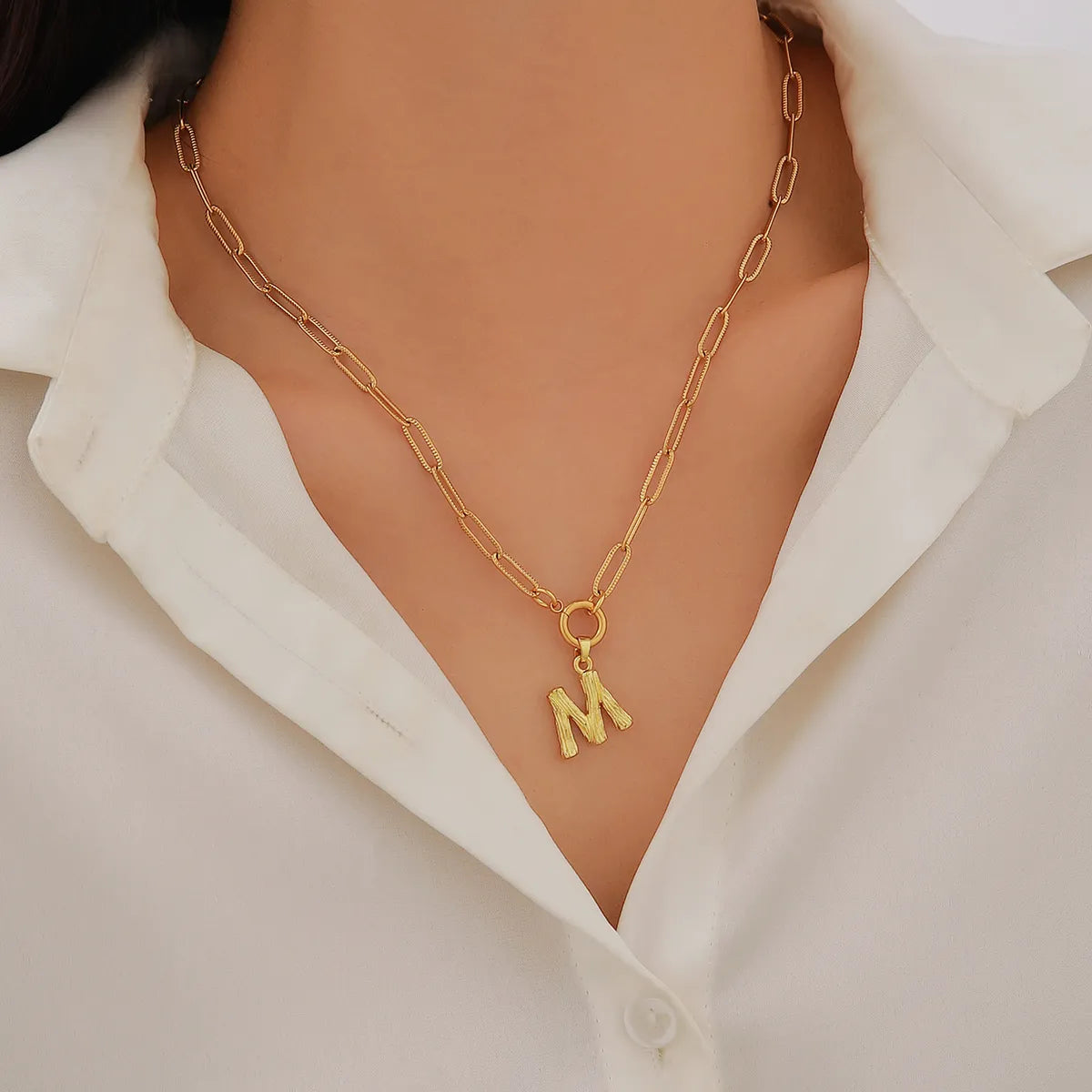 Necklaces Flash Guide-304 Stainless Steel Copper 18K Gold Plated Plating Letter Pendant Necklace