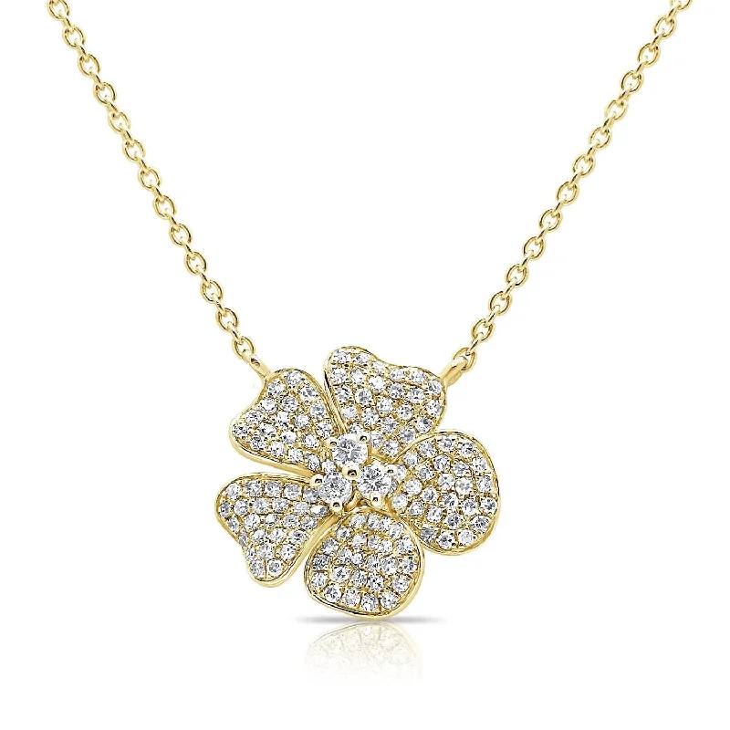 Glow Necklaces For Pop-14k Gold & Diamond Flower Necklace