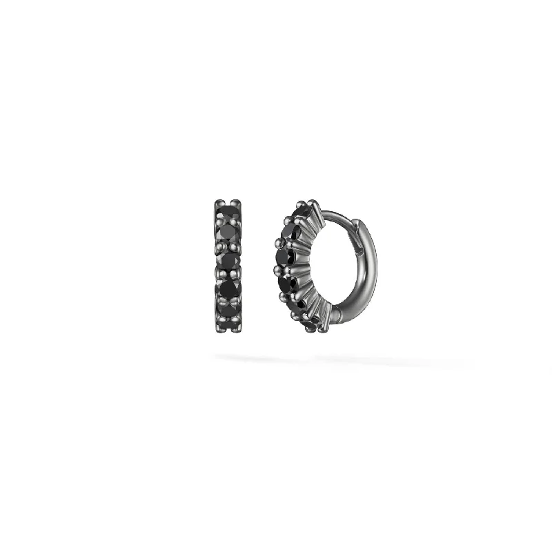 Best Rare Earrings-SADIE HUGGIE HOOP (2mm, Black Diamond)