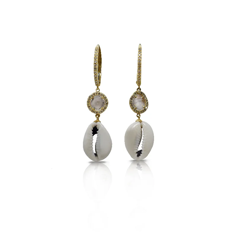 Earrings Guard Routine-14k Gold Cowrie Drop Earrings