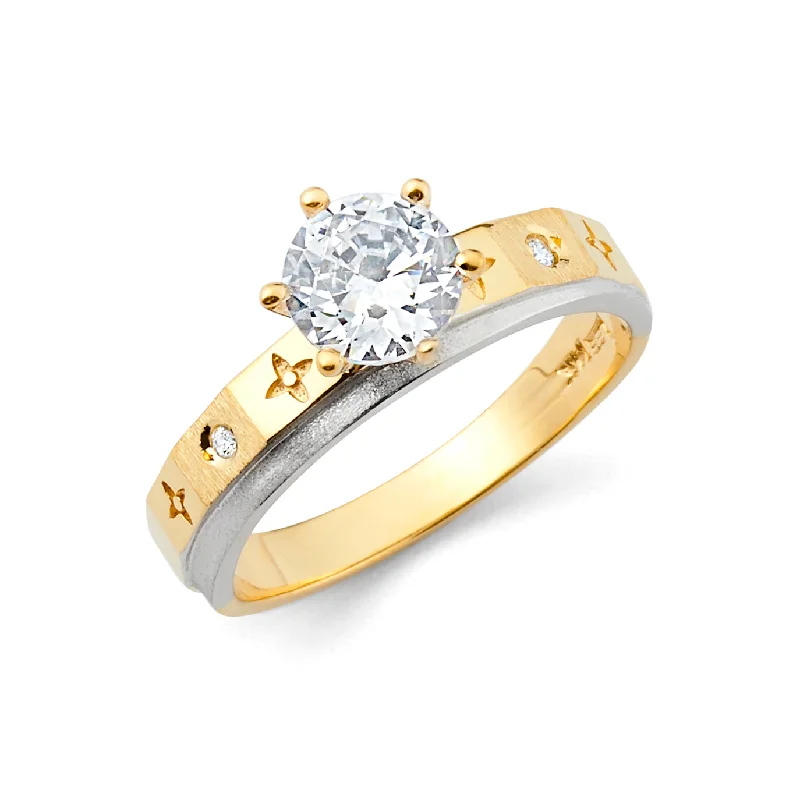 Rings Breadth Selections-14K Solid Gold 1 Ct. Round Cut Solitaire CZ Wedding Engagement Ring