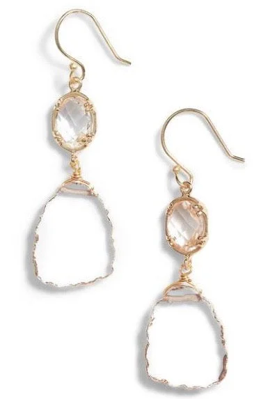 Best Past Earrings-Sliced Double Drop Earrings - Clear