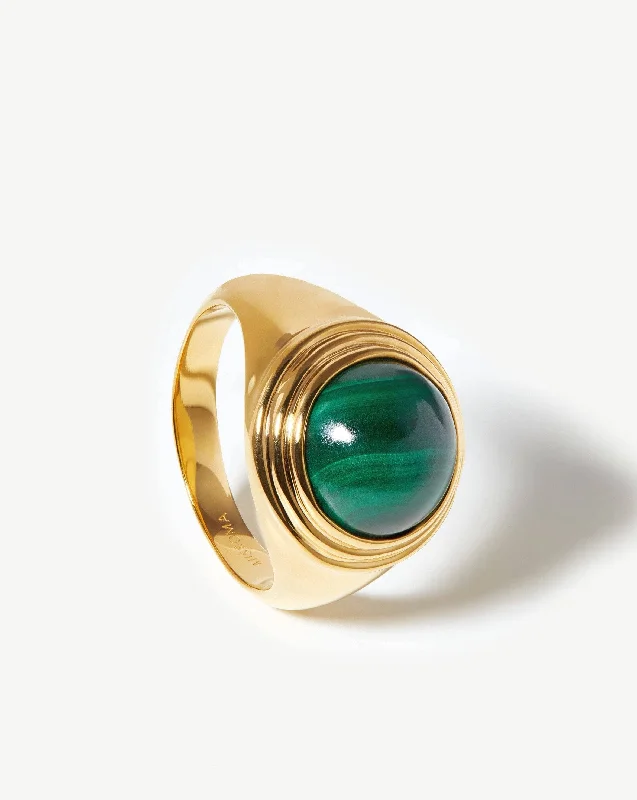 Mild Rings For Harmony-Sphere Ridge Ring | 18ct Gold Plated/Malachite