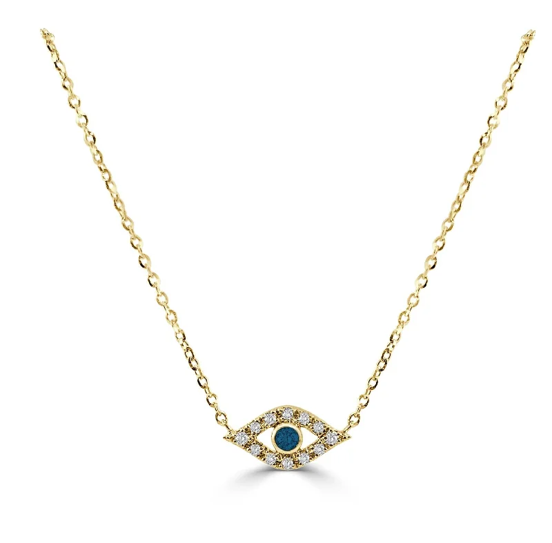 Necklaces For Scoop Cuts-14k Gold & Diamond Evil Eye Necklace