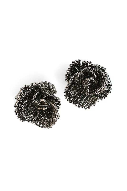 Earrings For Bar Nights-Festive Floral Earrings - Black