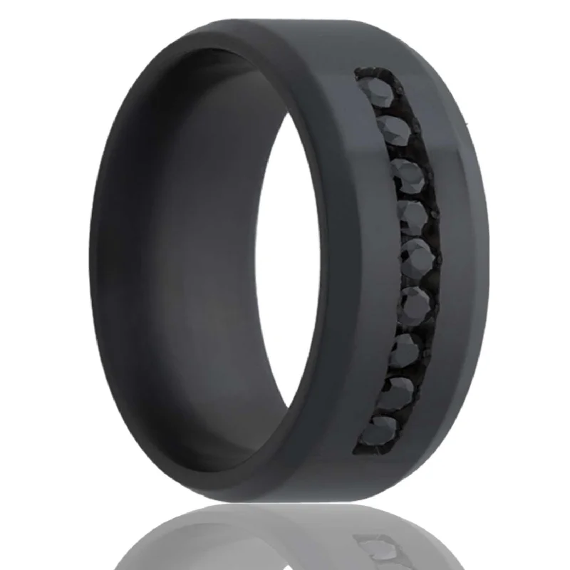 Rings For Thumb Appeal-Black Diamond Polished Zirconium Band