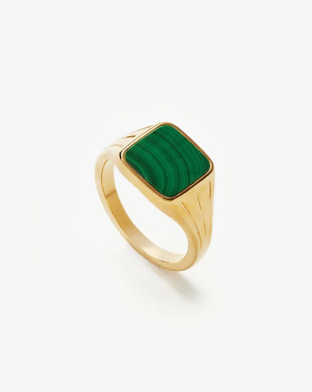 Rings Switch Ideas-Lucy Williams Square Signet Ring | 18ct Gold Vermeil/Malachite