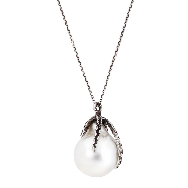 Necklaces With Opal Shine-Silver South Sea Pearl Necklace