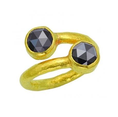 Rings For Light Touch-24K Black Diamond Bypass Ring