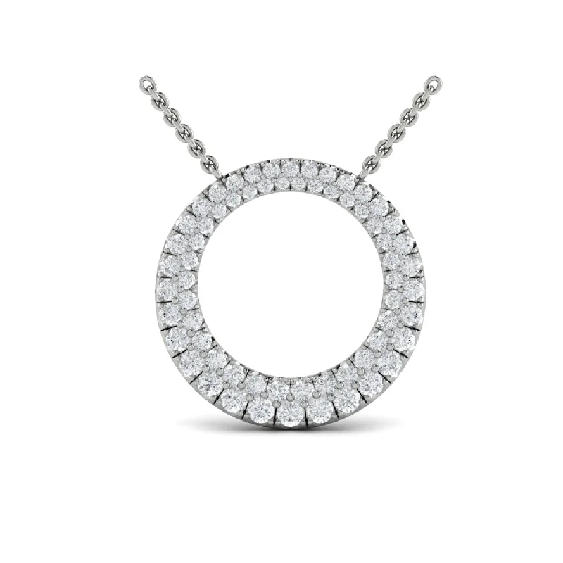 Necklaces For Sweet Shine-Graduated Diamond Double Row Open Circle Pendant Necklace