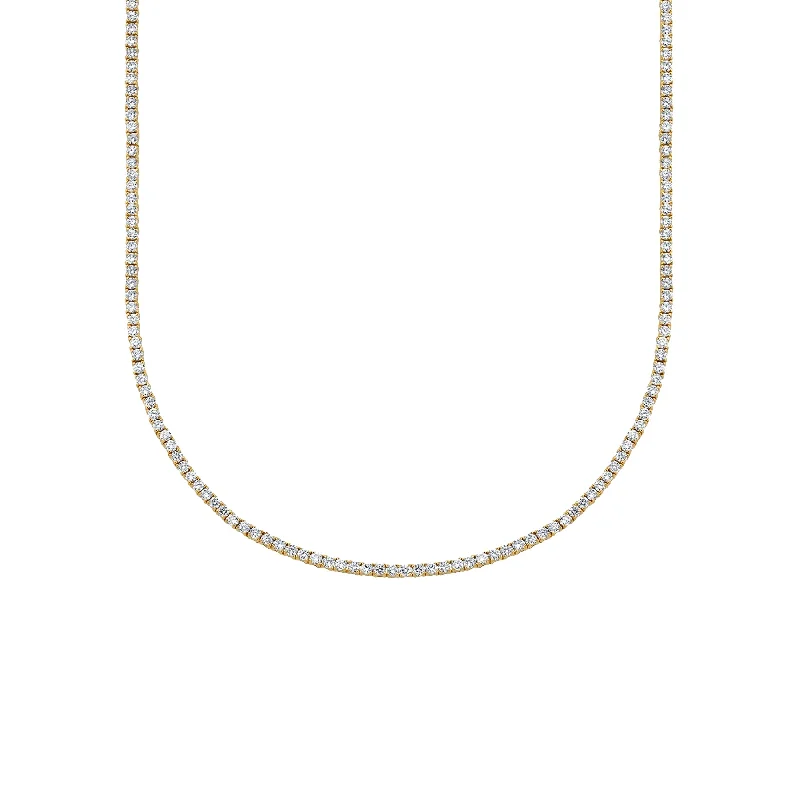 Necklaces For Dry Spells-17" Perfect Tennis Necklace - White Diamond / 14k Yellow Gold