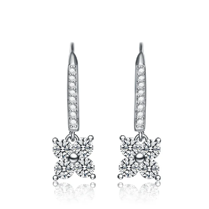 Earrings For Town Flair-Caroline Square Pave Drop Earrings