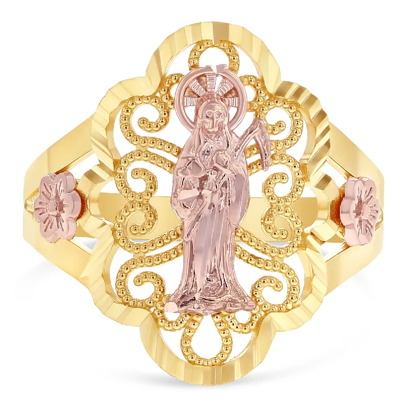 Best Retro Rings-14K Solid Gold Santa Muerte Grim Reaper Ring