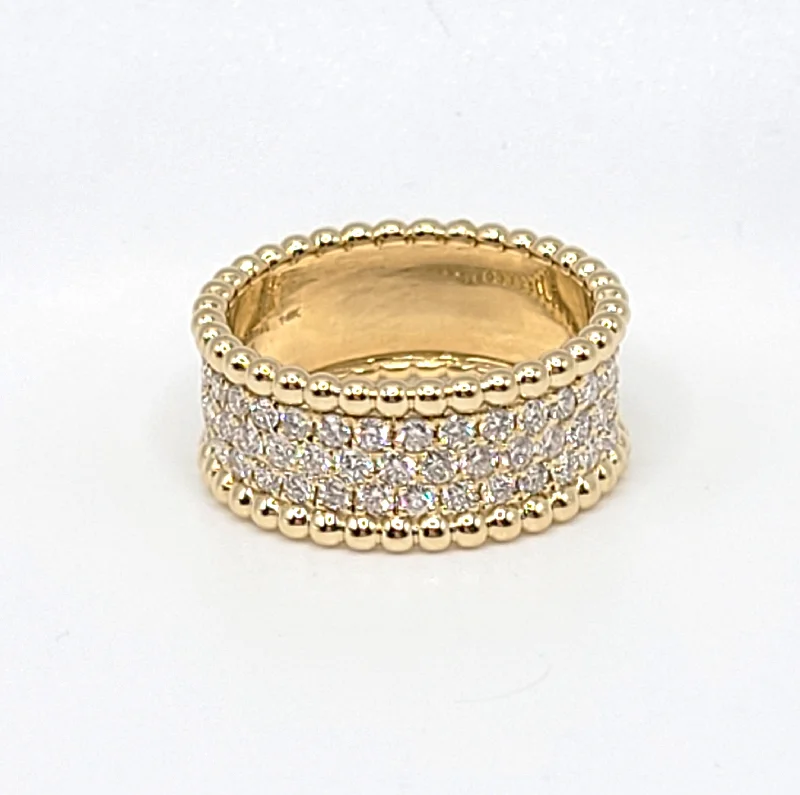 Rings For Ear Drops-14k Yellow Gold Statement Diamond Band