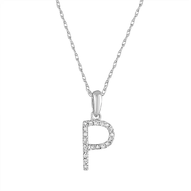 Necklaces For Hair Ties-14k Gold & Diamond Initial Necklace- P