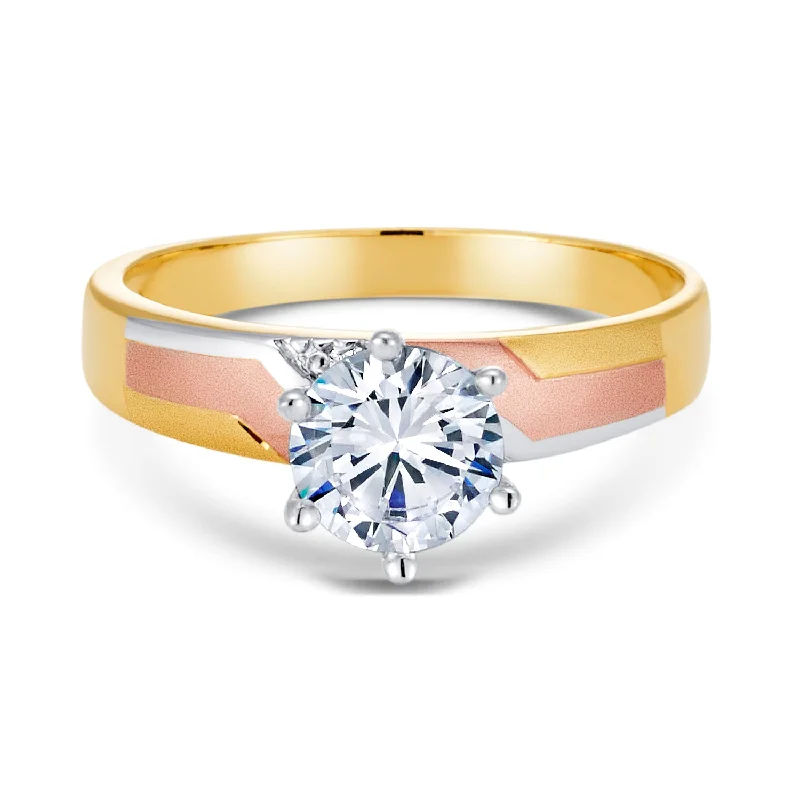 Rings For Enduring Spirits-14K Solid Gold CZ Wedding Engagement Ring