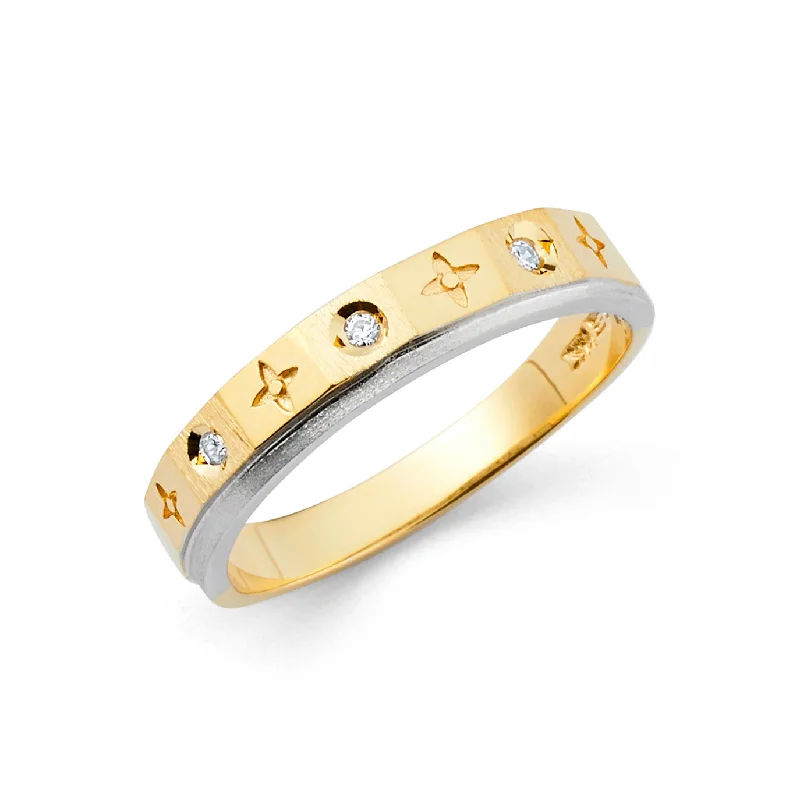 Rings Shine Boosters-14K Solid Gold CZ Women's Wedding Band