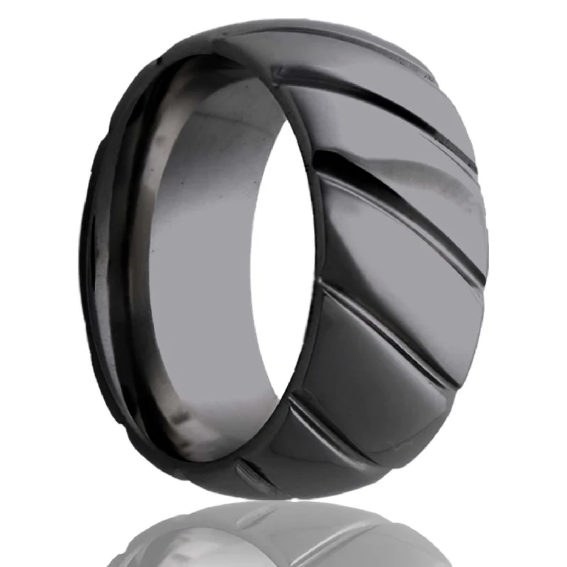 Rings Shine Boosters-Dome Zirconium Ring with a Milled Pattern