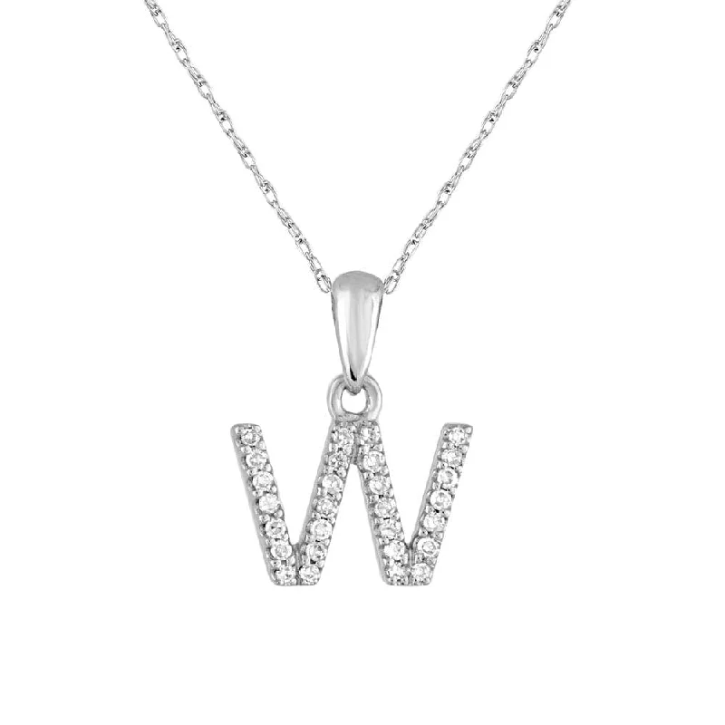 Necklaces For Tea Dates-14k Gold & Diamond Initial Necklace- W