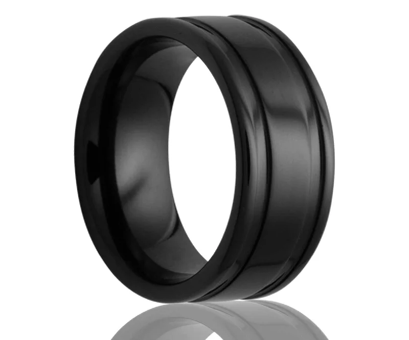 Rings For Tribe Gleam-Black Deep Groove Ceramic Ring