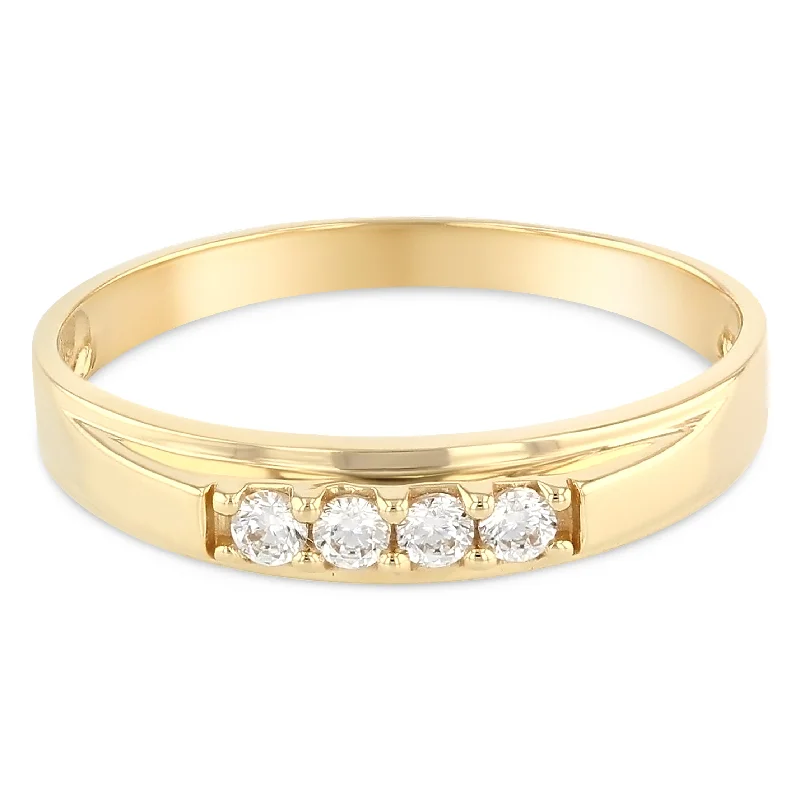 Rings For Stark Shine-14K Solid Gold Wedding Ring with Stones in Band for Women