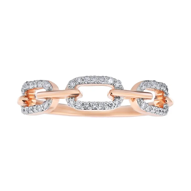 Rings For Lithe Wrists-14k Rose Gold Diamond Paperclip Link Ring